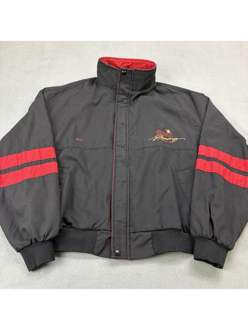 Vintage 80s Winston Racing Team Jacket Size XL Black